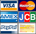 Visa, Mastercard, AMEX, JCB, PayPal, Check, Wire Transfer, Cash
